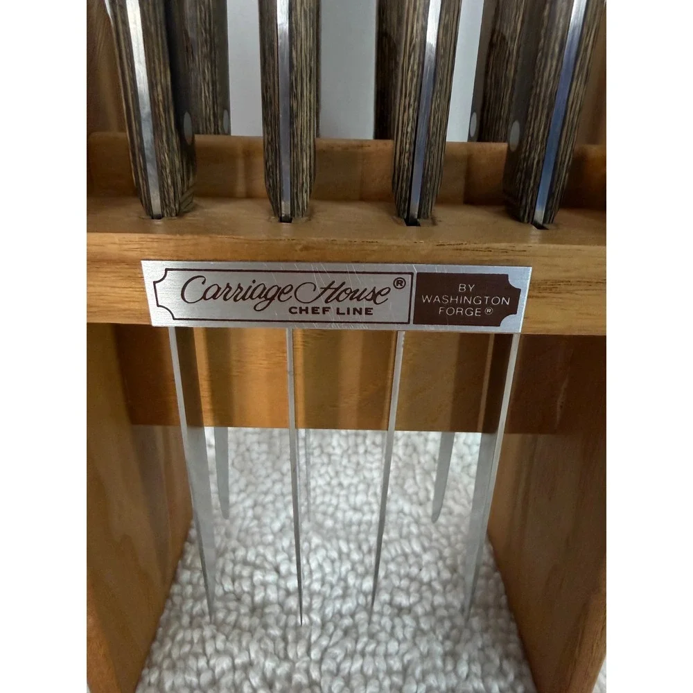 Carriage House Chef Line Steak Knives Set‎ with Wooden Block Washington Forge